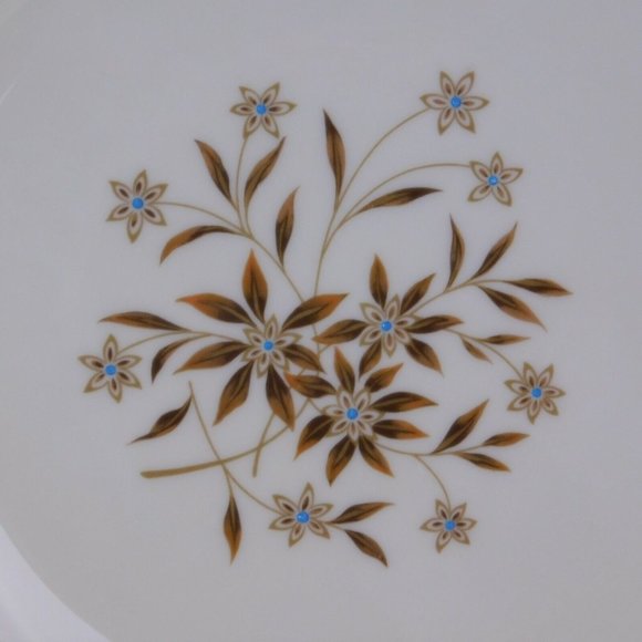 Lenox Starlight Pattern Salad Plate X-302 7-3/4" Brown Flowers Blue Centers Gold - Picture 2 of 7